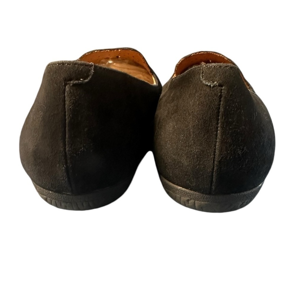 Gentle souls Black Suede Leather Slip-on Moccasin Flats Rubber Sole - Picture 7 of 11